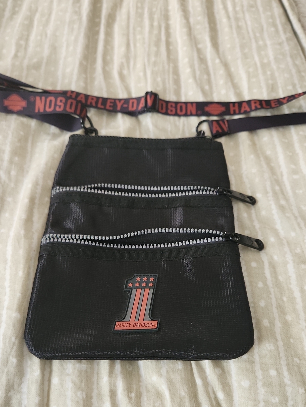 Harley-Davidson Black Crossbody Pouch with Branded Strap